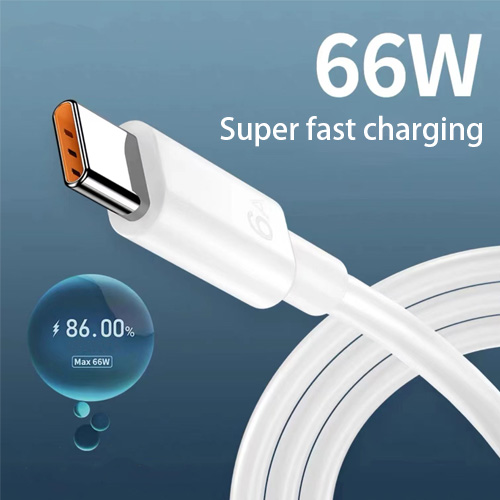 TYPE-C flash charging orange rubber core 66W charging cable is suitable for Huawei Xiaomi LeTV 6A super fast charging data cable